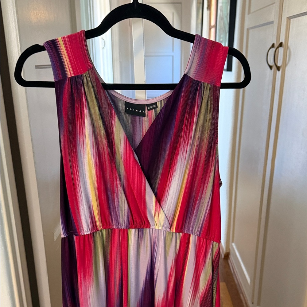 Tribal Vibrant Striped Maxi Dress L